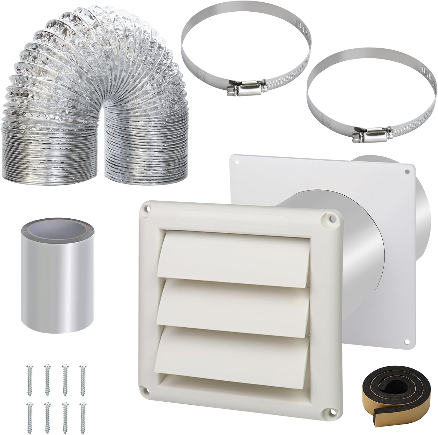 Dryer Vent Kit with Hose/Duct Connector/Wall Plate,4 Inch Dryer Vent ...