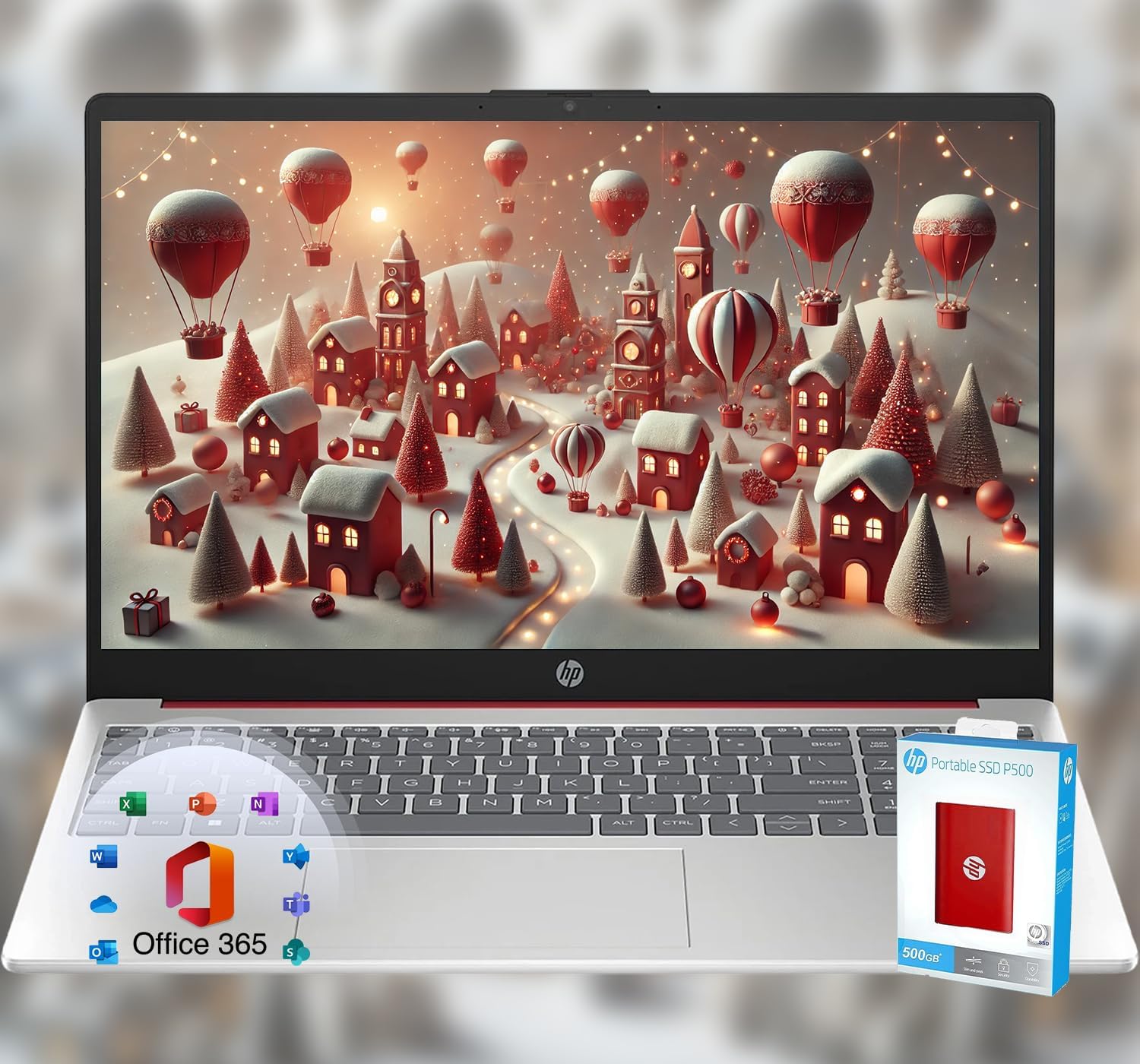 HP 15 Laptop • Back to School Limited Edition with Microsoft 365 • 4-Core Intel CPU • 32GB RAM • 1.6TB Storage (128GB OnBoard + 512GB P500 Portable SSD + 1TB OneDrive) • Scarlet Red • Win 11 HP 15 Laptop • Back to School Limited Edition with Microsoft 365 • 4-Core Intel CPU • 32GB RAM • 1.6TB Storage (128GB OnBoard + 512GB P500 Portable SSD + 1TB OneDrive) • Scarlet Red • Win 11