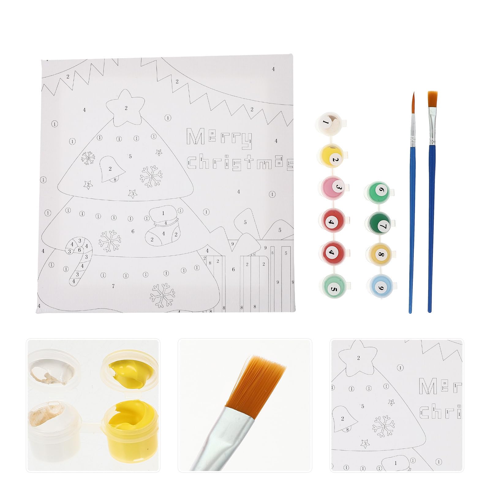 BESPORTBLE 8 Scatole Pittura Digitale Natalizia, Kit Fai da Te Creativo | Stanza e Attività Fai da Te, Adatto ai Principianti, su Tela di Cotone Pigmenti e Legno