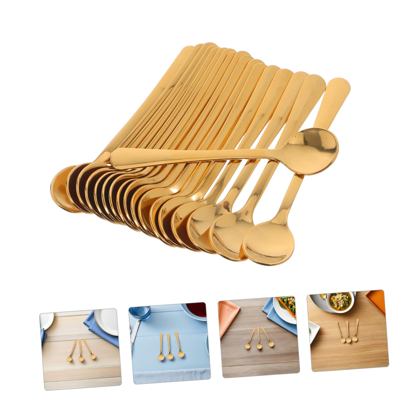 20 Piezas Unidades Cucharillas Mini de Acero Inoxidable Cucharas Redondas para Café Espresso Té Azúcar Postres Helado Duraderas y Fáciles de Limpiar