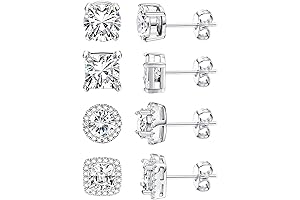 DreamFox Cubic Zirconia Stud Earrings Set