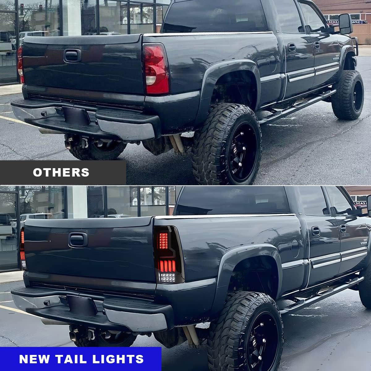 Nixon Offroad Full Led Tail Lights Assembly for 1999-2006 Chevy Silverado 1500/2500, Led Tail Lights Pair for 1999-2002 GMC Sierra 1500/2500, Full Led DRL/Brake Lights/Reverse/Turn Signals