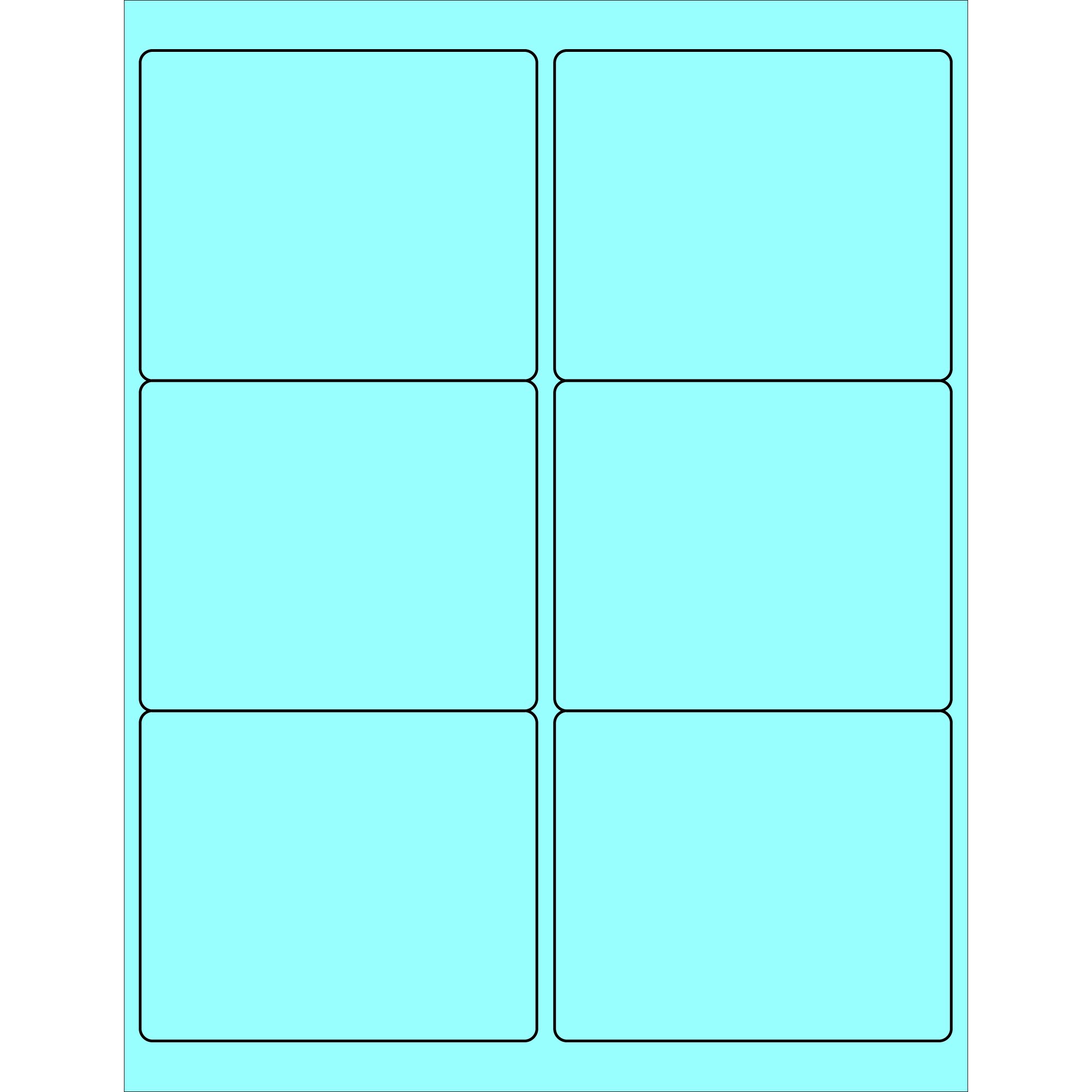Tape Logic 4' x 3 1/3' Pastel Blue Shipping Address Labels, for Laser & Inkjet Printers, Permanent Adhesive, 8 1/2' x 11' Sheet, 6 Labels Per Sheet, 100 Sheets