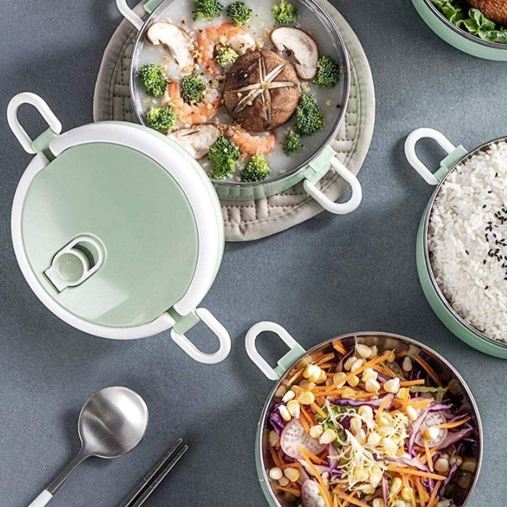 Portapranzo Bento impilabile per Bambini e Adulti, in Acciaio Inossidabile, a Prova di perdite, Isolato e Portatile.