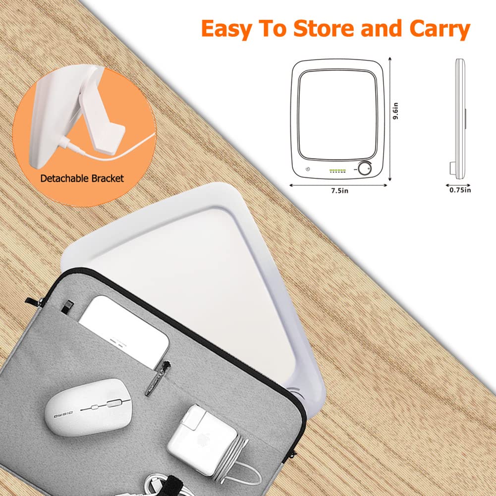 Lampe De Luminothérapie LED 10000Lux Sans UV Simulation De La Lumière Du Jour 6 Minuterie Luminosité Réglable Commande Tactile/Boutons Rotatifs Mécaniques,Blanc