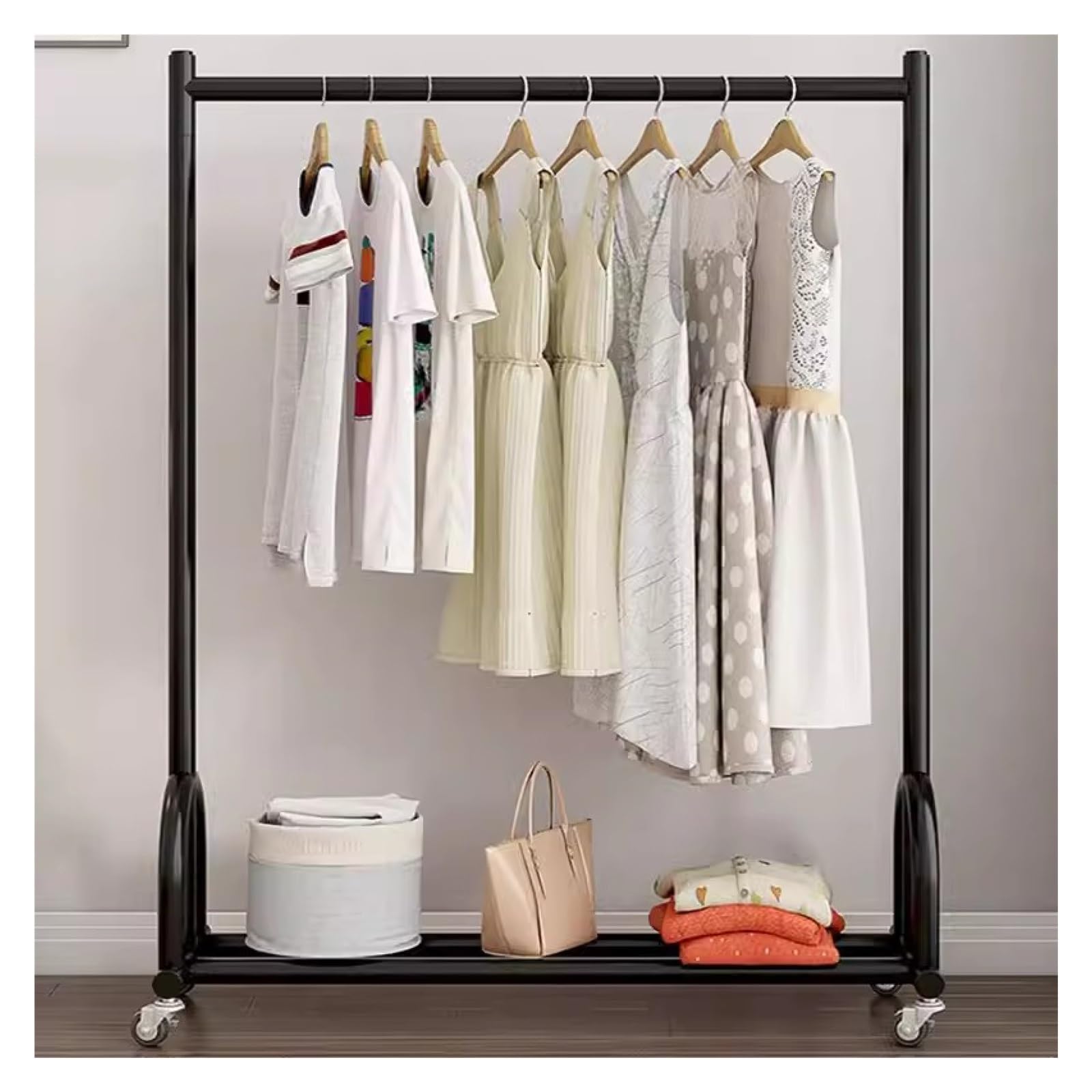 JYBNBBE Metal Clothing Rack Portable Garment Coat Rack Organizer - Clothes Rail for Boutique Store Display Stand in Bedroom & Living Room,Black-100x40x150cm