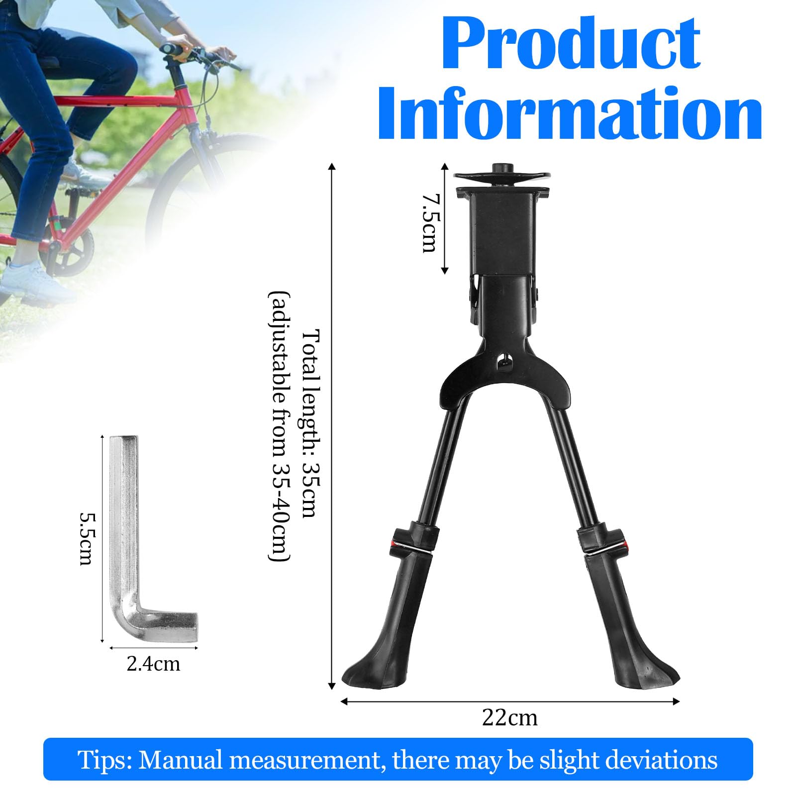 Cavalletto Doppio per Bicicletta, Cavalletto Bici Regolabile in Altezza 24-28 Pollici Supporto Centrale per Bicicletta in Alluminio con Piedini Antiscivolo per Mountain Bike, MTB, Bici da Città