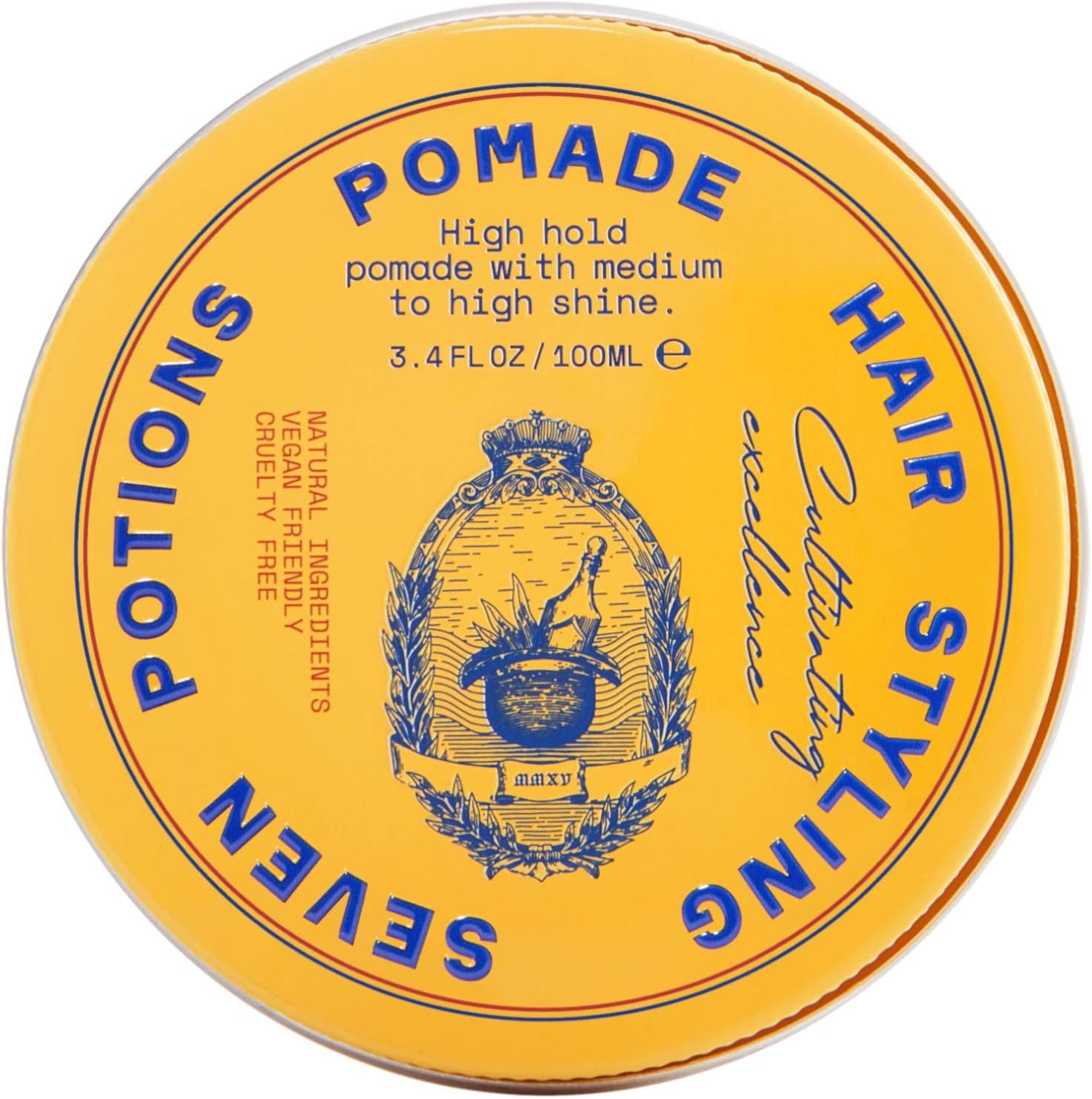 Men’s Hair Pomade — High Shine, High Hold, Water-Based — Barber-Grade Styling for Slick Back, Pompadour & Side Part — Natural, Vegan, Cruelty-Free — 3.4 fl oz / 100ml