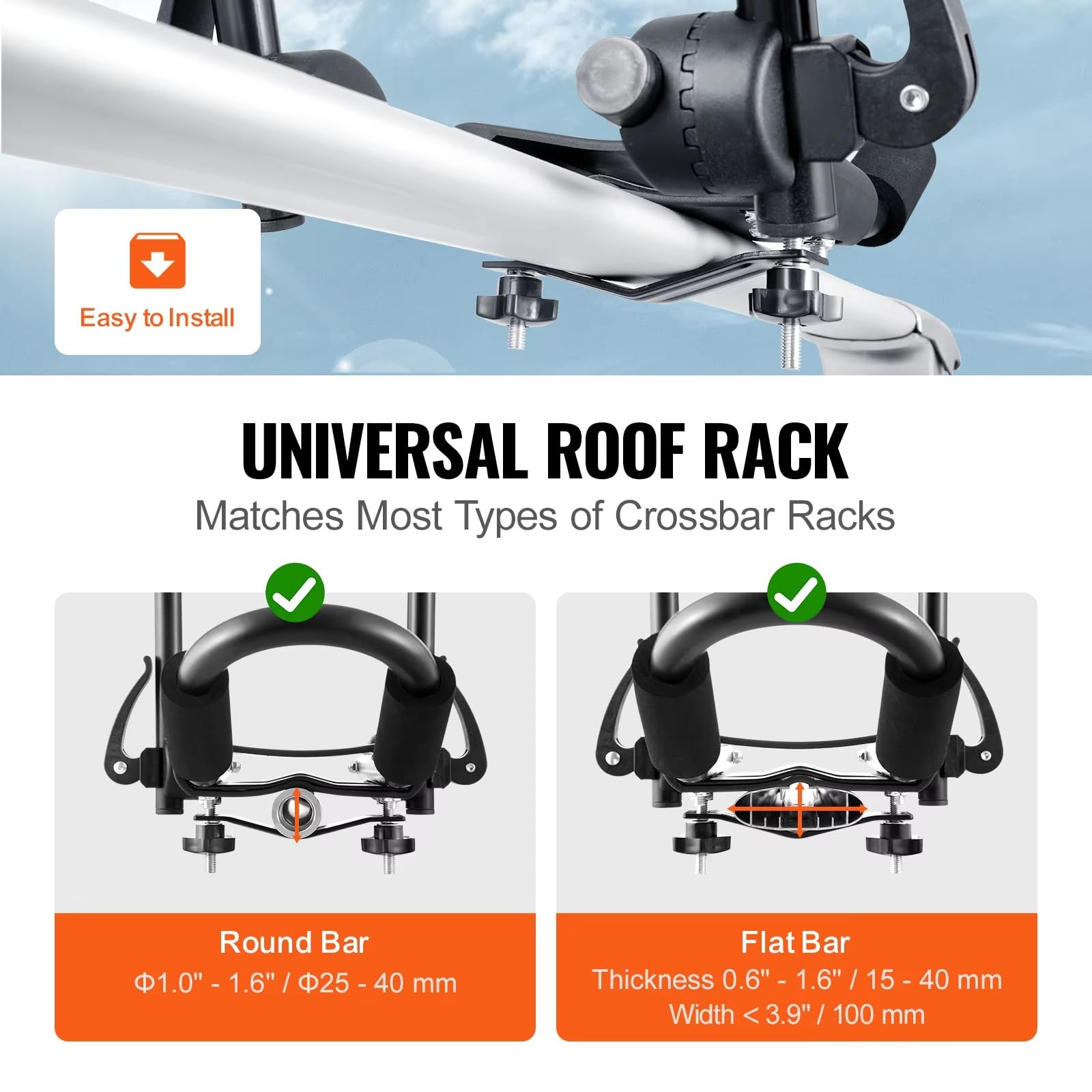 Delantero Y Trasero Baca Portaequipajes Kayak 2 Pares Blando Barra J Montaje Superior Plegable Rápido Soporte Amarre Tabla Surf Canoa Esquí Barras Coche(Unfoldable 2pcs)