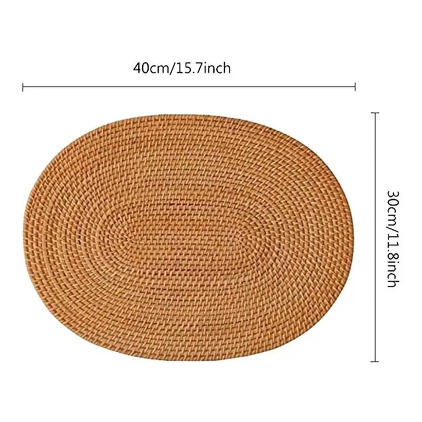 Sets de Table en Osier Napperon Ovale en rotin 10 pièces, tissé à la Main Naturel, Accessoires de cérémonie du thé, adapté Salle Manger, Cuisine, Etc