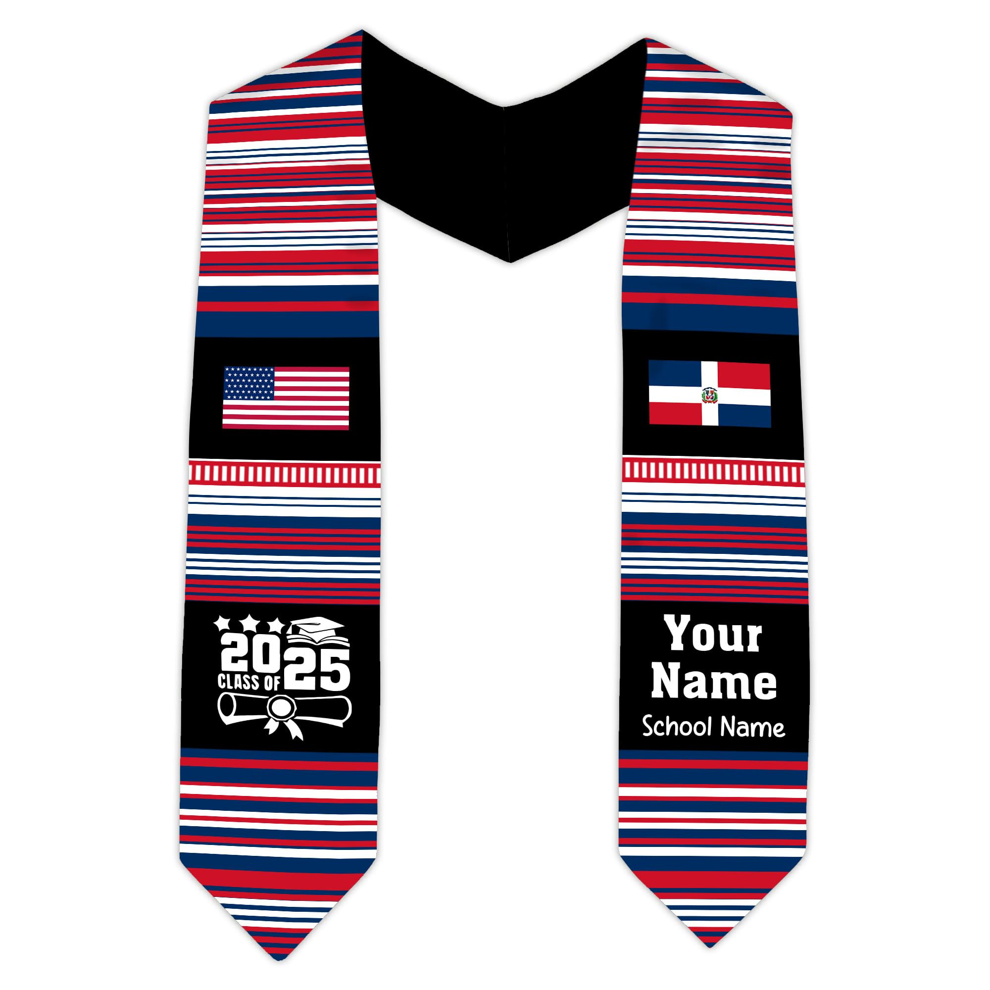 MonkeyVan Custom Dominican Sash Graduation, Dominicans Flag Graduation Sash 2025, Dominican Republic Graduation Stole Style 2