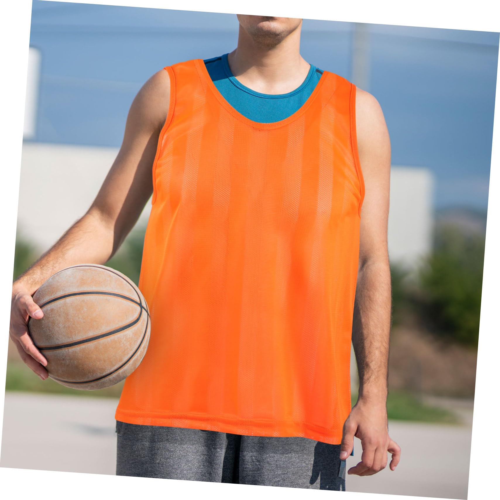 KOMBIUDA 6piezas Conjunto De Chaleco Deportivo Rayas De Malla Sin Mangas Para Hombre y Mujer Equipo De Práctica De Fútbol Para Gimnasio y Entrenamientos Al Aire