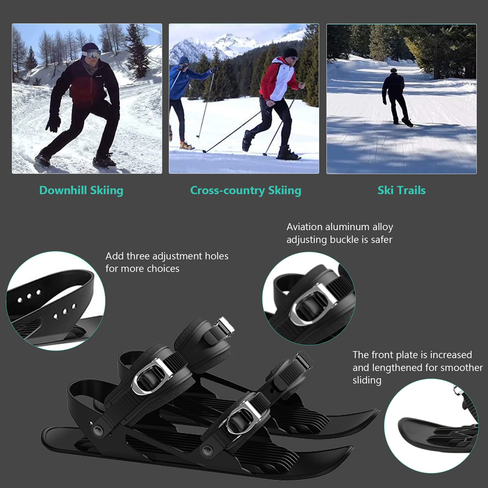 Mini patins à neige pour la neige, chaussures de ski courtes, patins à neige portables, pour la neige