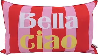 CB Home & Style Outdoorkissen Gartenkissen Wasserabweisend Wasserfest mit Streifen Hallo Sommer Bella Ciao La Dolce vita 45x45cm mit Füllung (Rot/Pink - Bella ciao - 30x50cm)