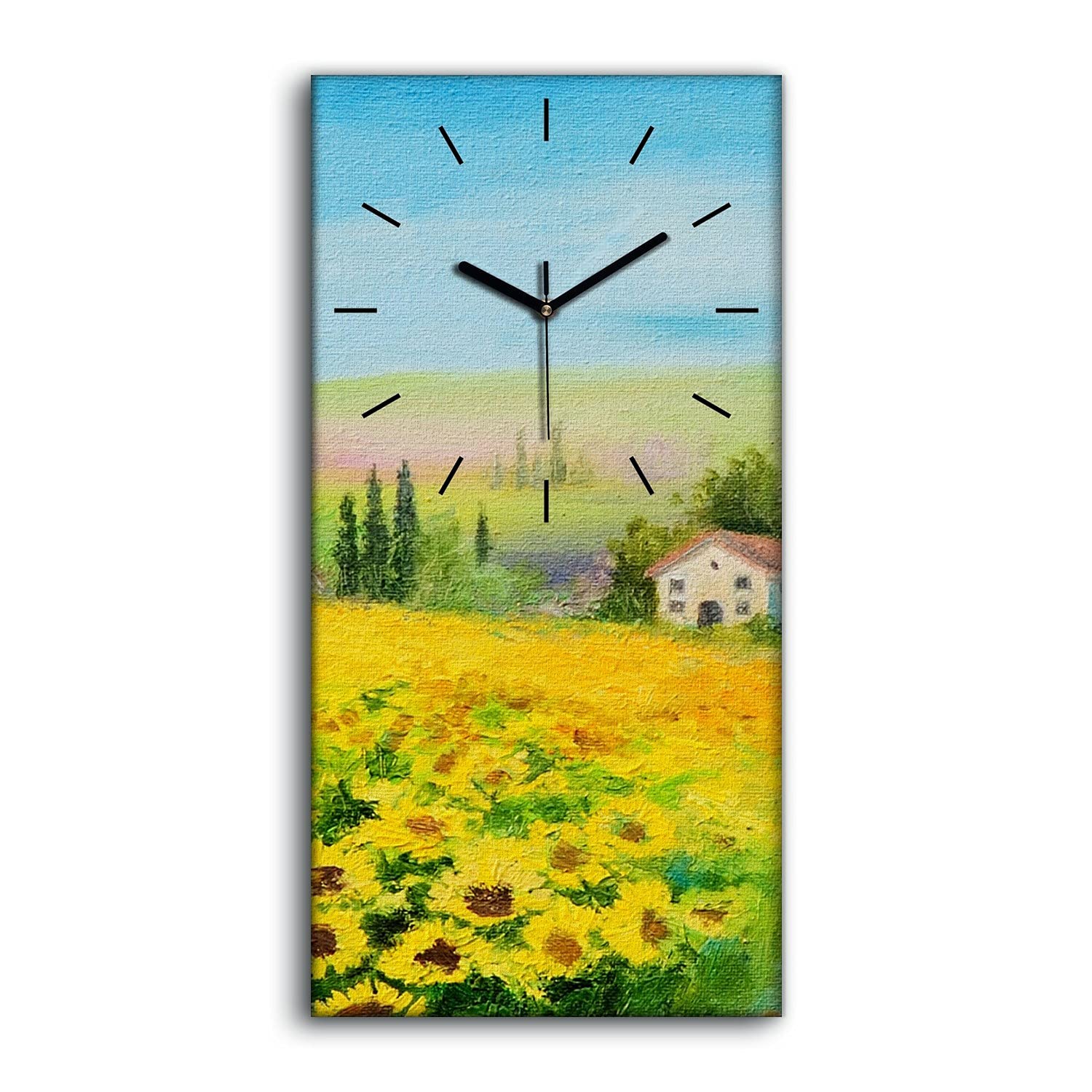 Tableau Horloge Tournesols Art Moderne Impression Toile Premium 30x60