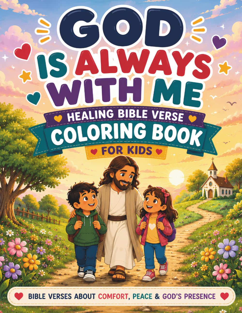 GOD IS ALWAYS WITH ME: A Christian Bible Verse Coloring Book for Kids About God’s Presence, Comfort, Loneliness, Courage, and Faith (Healing Hearts Collection)