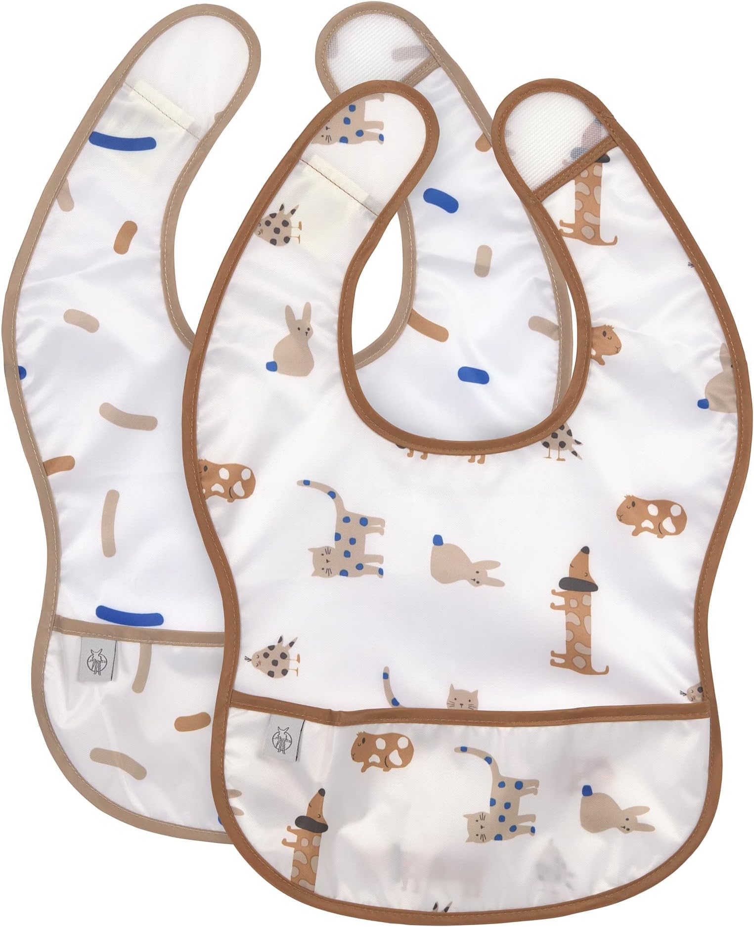 LÄSSIG Baby Bibs Set of 2 with Crumb Protection Water-Repellent Velcro Fastening