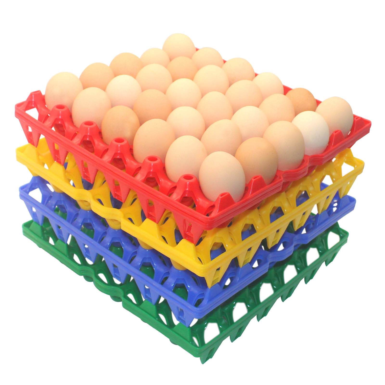 Chistepper Multicolor 8 Packs Large Plastic Egg Tray 30-Grid Egg Crates Stackable Egg Cartons Reusable Egg Holder Big Egg Container For Home Chicken Farmers