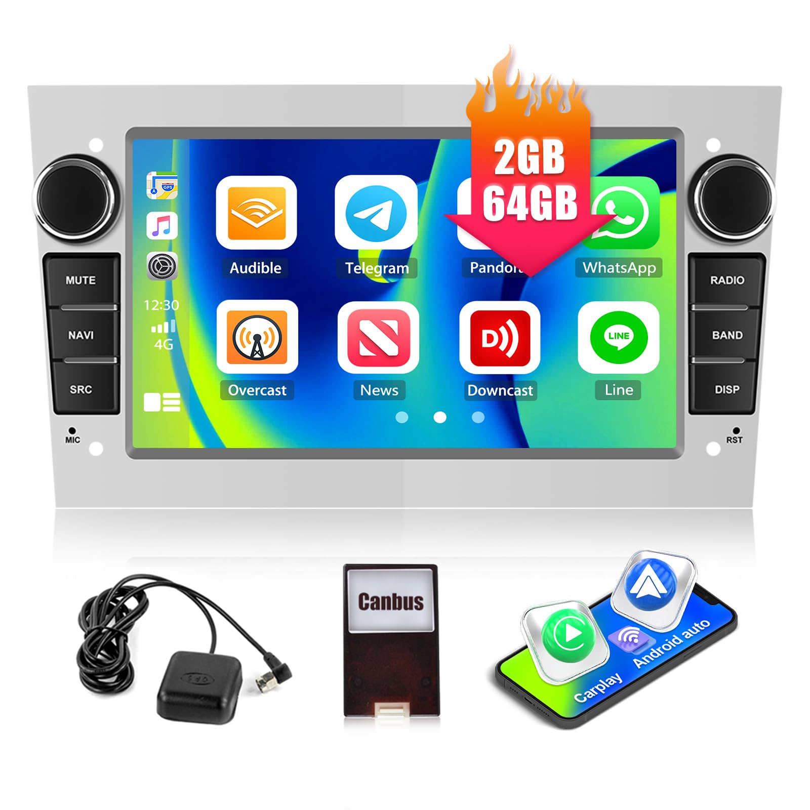 CAMECHO 2G+64G Car Radio for Opel Vauxhall Corsa Astra Zafira Combo Antara 7" Touch Screen Car Stereo with CarPlay Android Auto