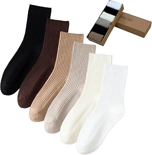 6 Pairs of Comfortable Cotton Cute Crew Socks for Women, Long Socks Socks for Girls and Students