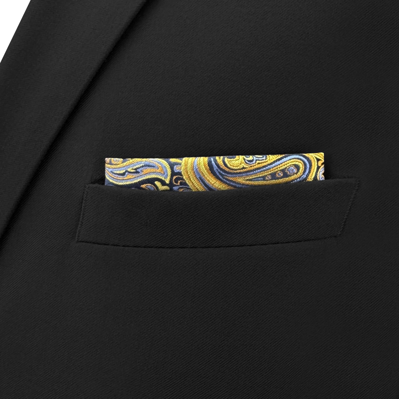 Corbatas de seda para hombre, color amarillo, mostaza, cachemira, bolsillo a juego, (12.6x12.6 Matching Pocket Square Only) 4