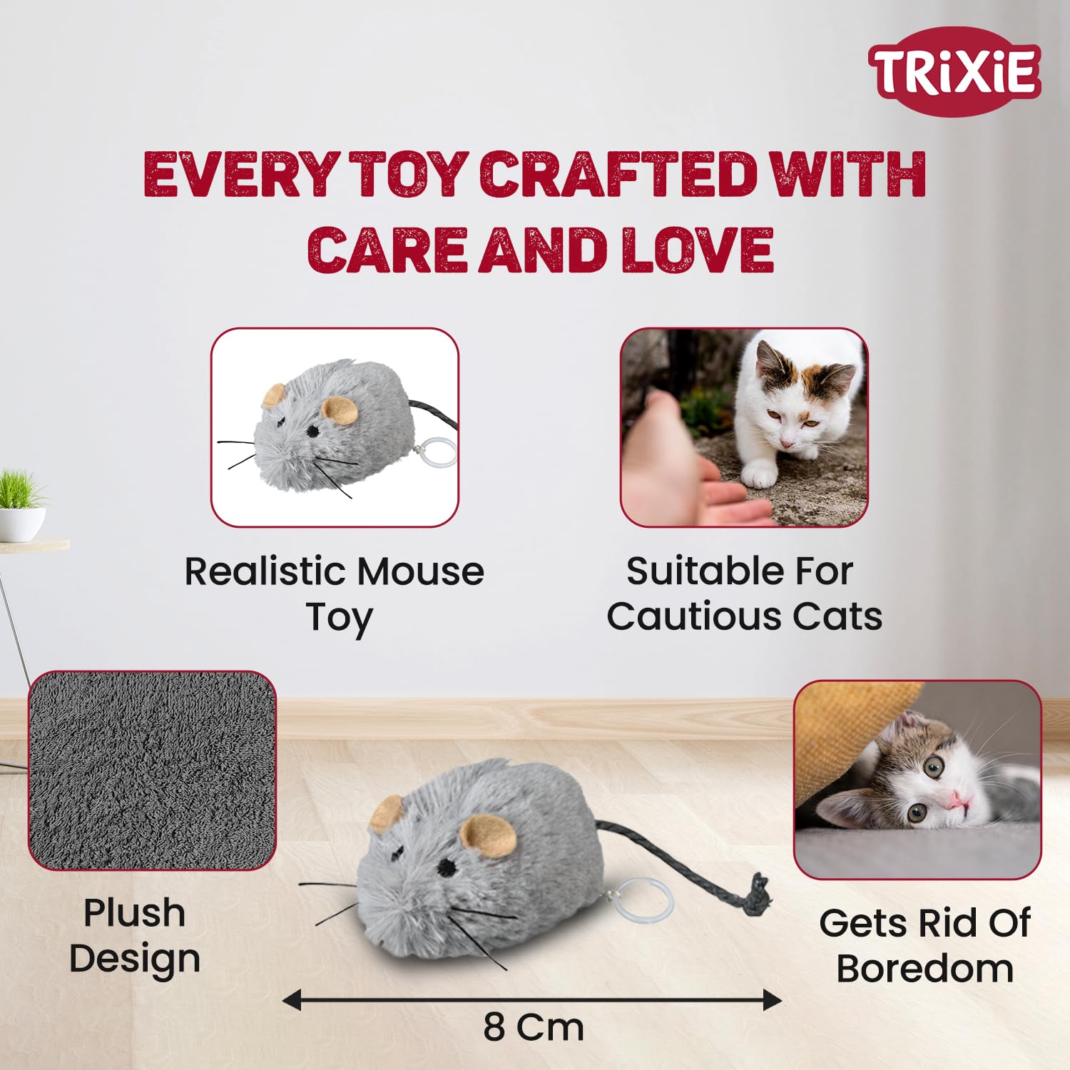 Buy Trixie: - Wriggle Up Mouse Plush Cat Toy | Interactive Cat Toy