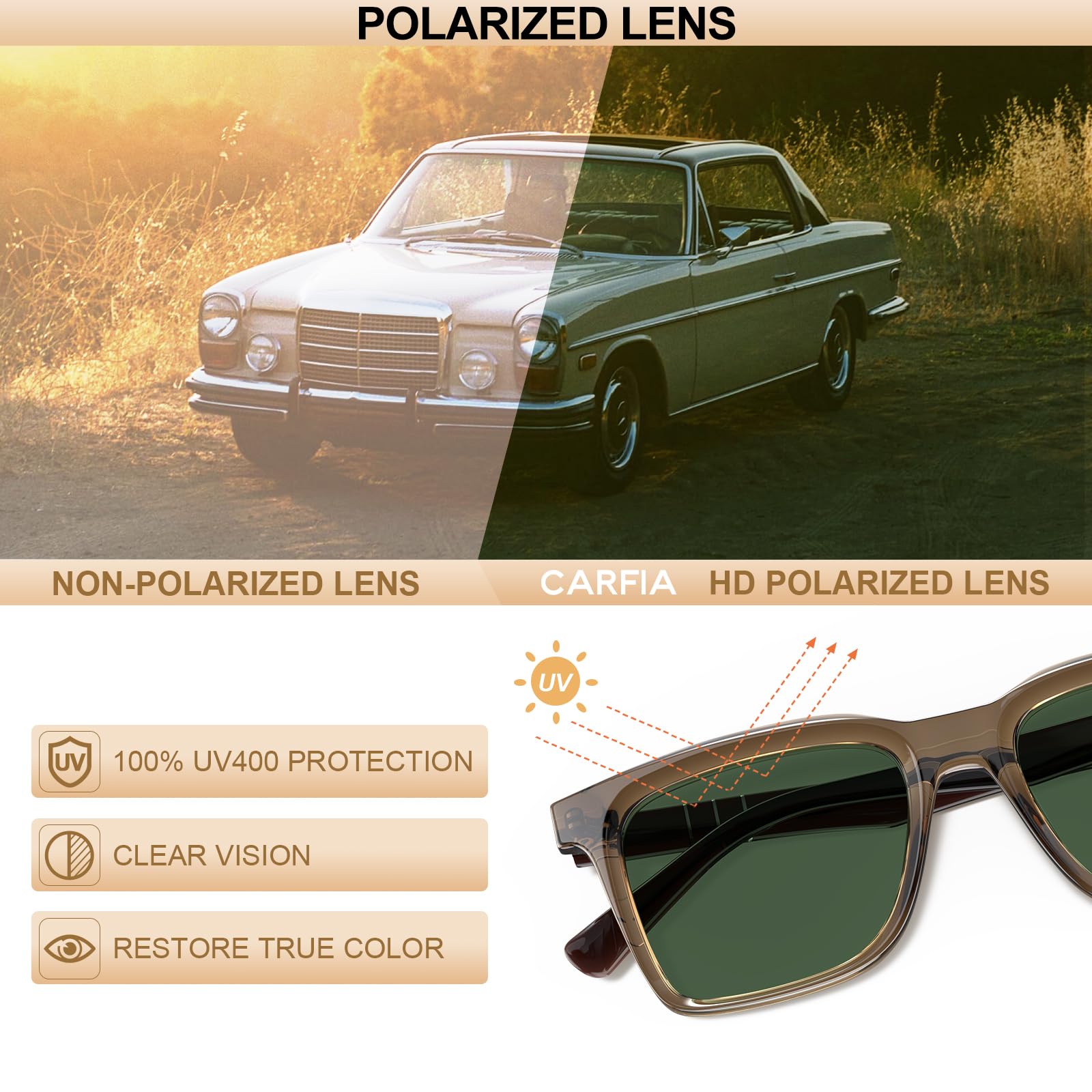 CARFIA Klassiche Sonnenbrille für Herren UV400 CA5288L01+CA9005