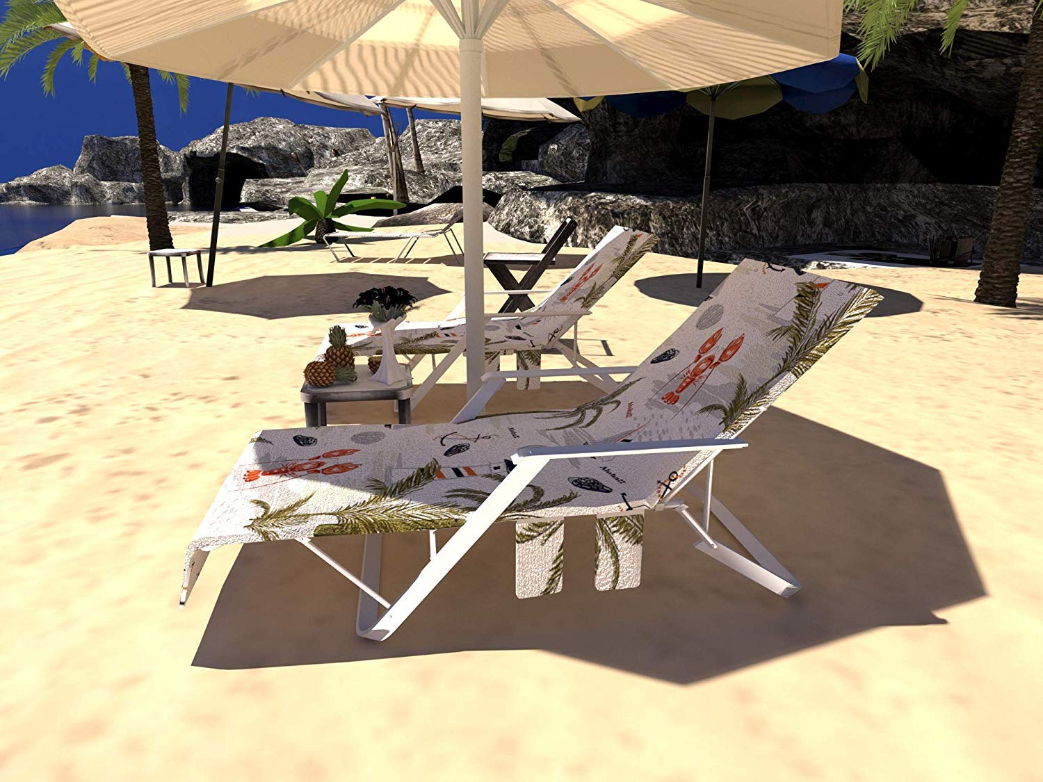 Qchengsan Pool Lounge Chair Covers Patio Chairs And Recliners Cover Beach Chair Cover With With 3 Fitted Pockets Vacation For Sun Lounger Holidays Sunbathing Y02 Foldable Hotel Patio Lawn Garden Patio Furniture Covers