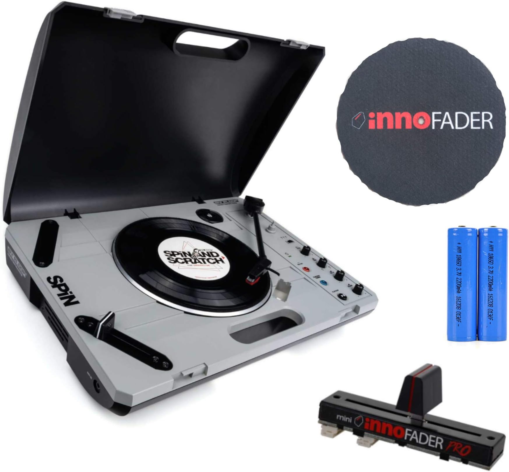 Reloop Spin W/ Mini Innofader Pro, Innofader Slipmat, and Free Batteries