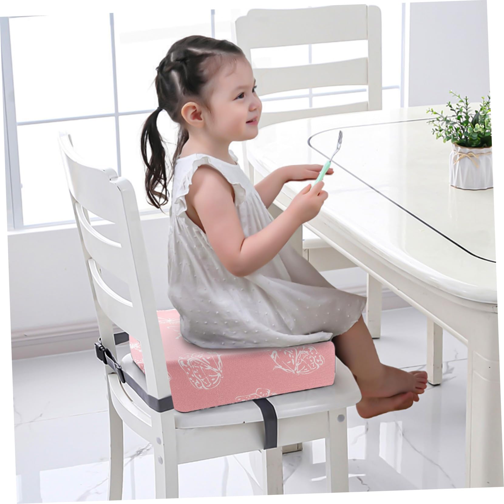 Kinder Sitzerhöhung Esszimmerstuhl Sitzkissen Rosa Twill Sitzbezug mit Schaumstoffkern für Babys und Kleinkinder