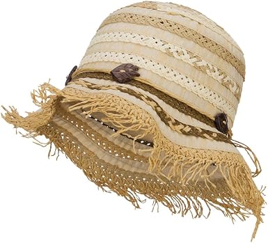 Toyo Braid Striped Straw Bucket Hat 