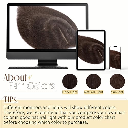 Miniatura 6 de Elailite V3.0 Toppers de cabello humano real para mujeres con cabello delgado, pequeños clips en piezas de cabello, raya media para pérdida de