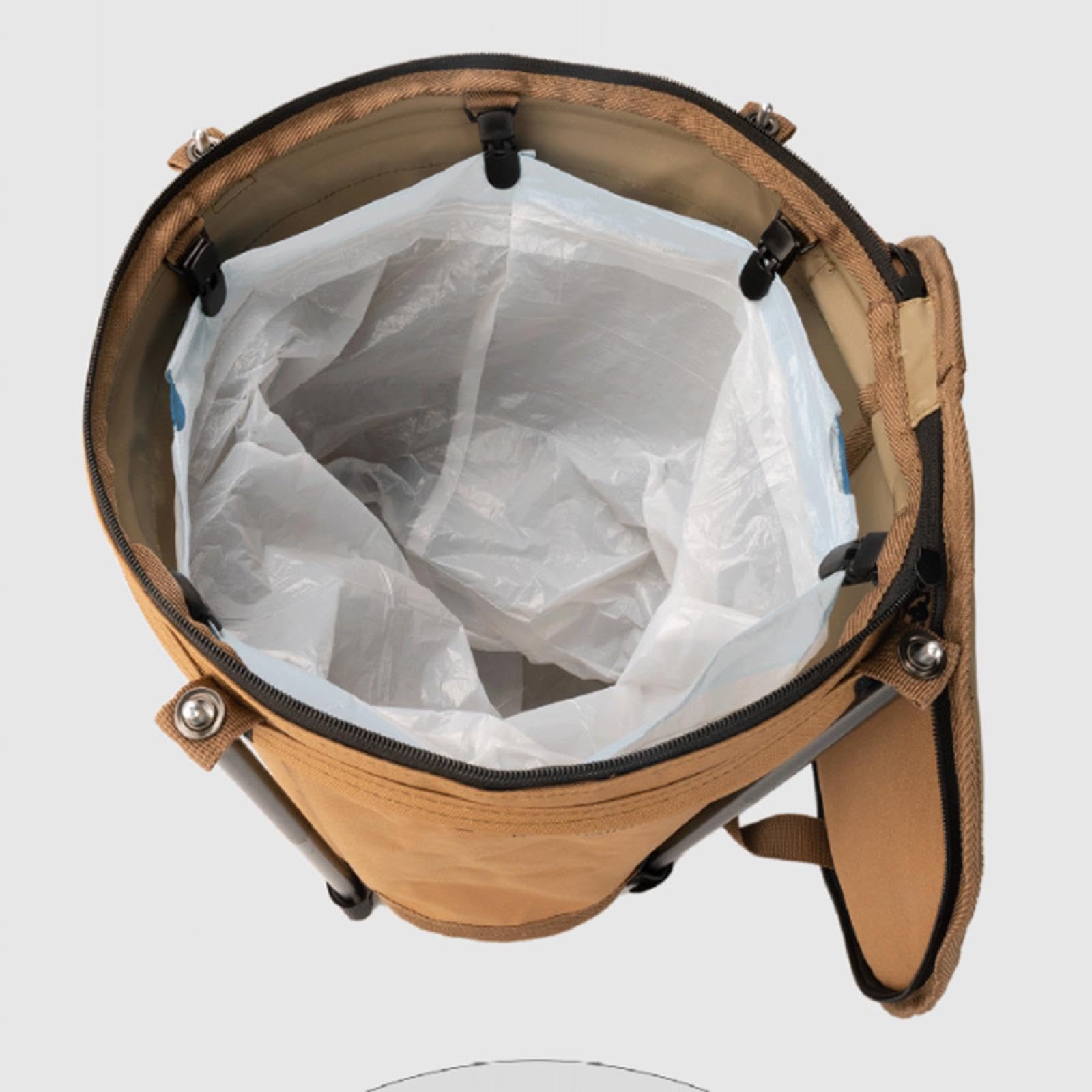 Bidone Spazzatura Da Campeggio Pattumiera con Coperchio Pieghevole Telaio Alluminio PVC Poliestere 20L Manici per Trasporto Adatto Ad Attività Esterne, Nero