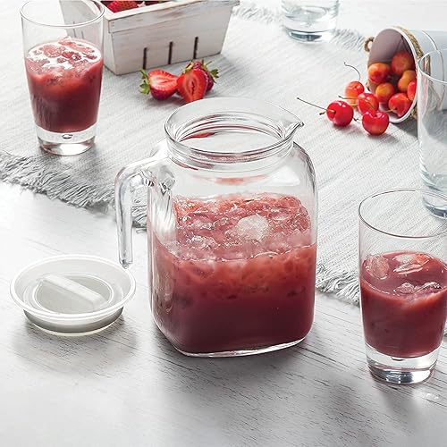Miniatura 10 de Jarra de vidrio con tapa hermética y boquilla Bormioli Rocco 68 onzas ideal para zumos caseros tés helados o botellas de leche