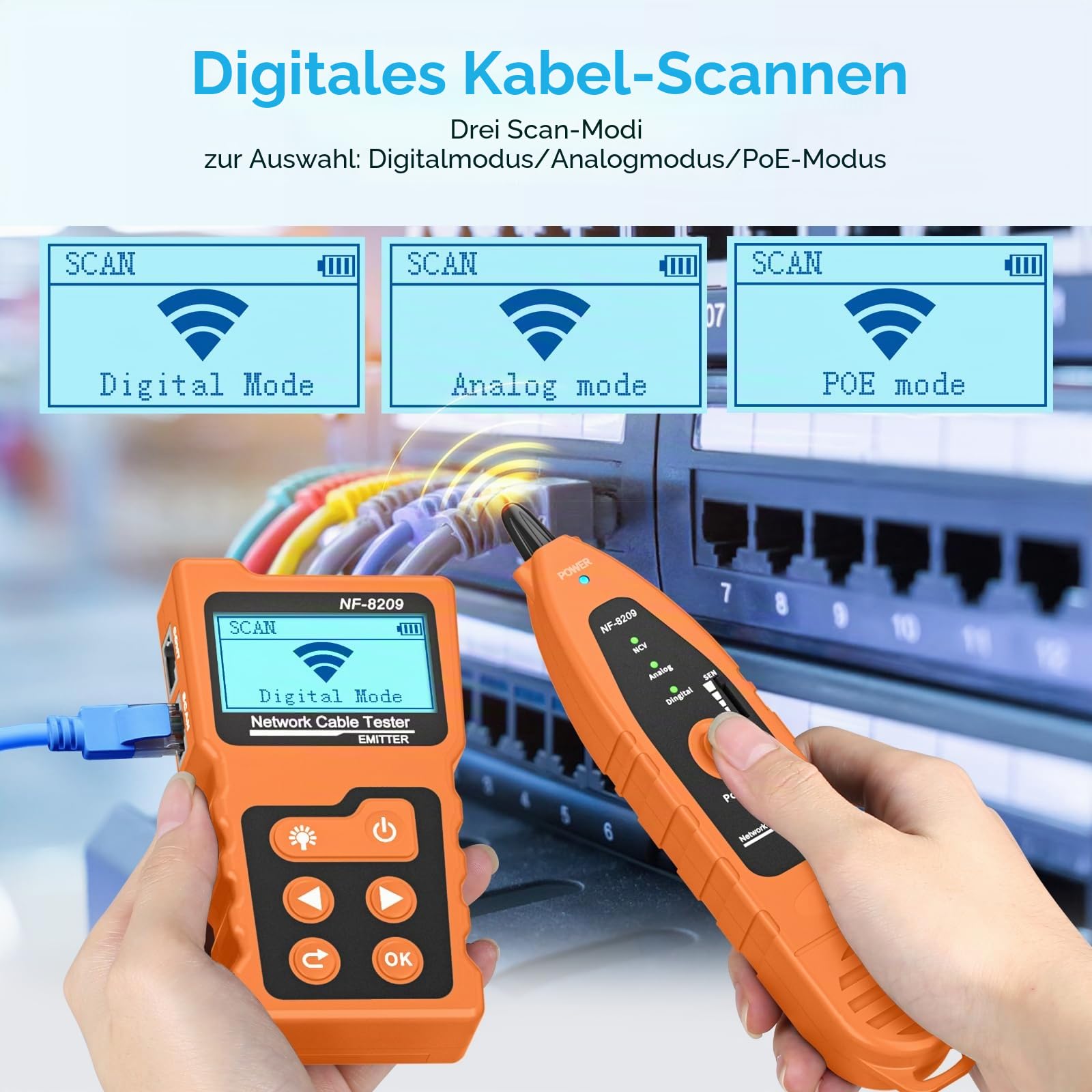 Netzwerkkabel-Tester,NF-8209 Tracker für Cat5/6,PoE-Tester LAN-Kabel