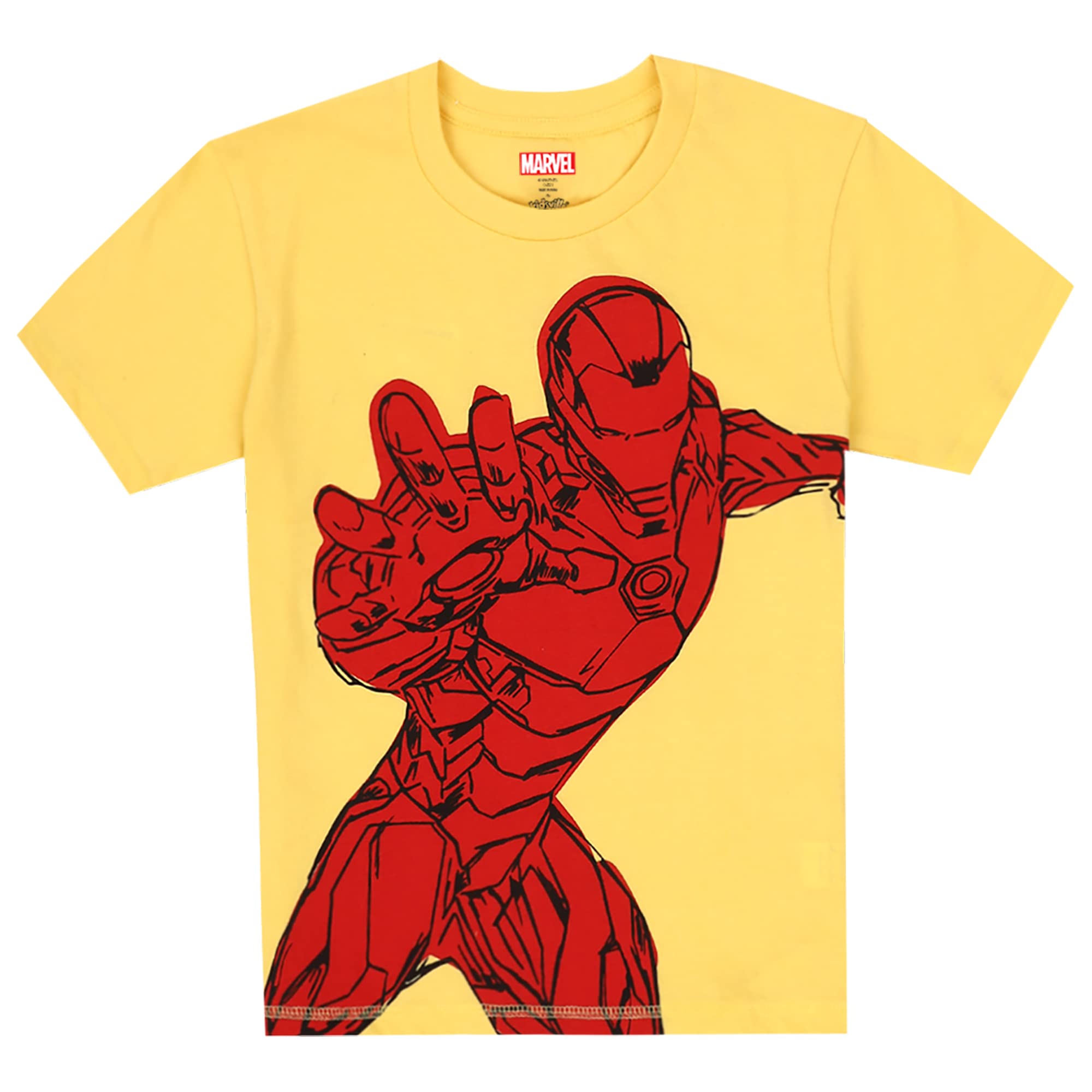 Kidsville Iron Man Printed Regular Fit Yellow Cotton Boy's T-Shirt