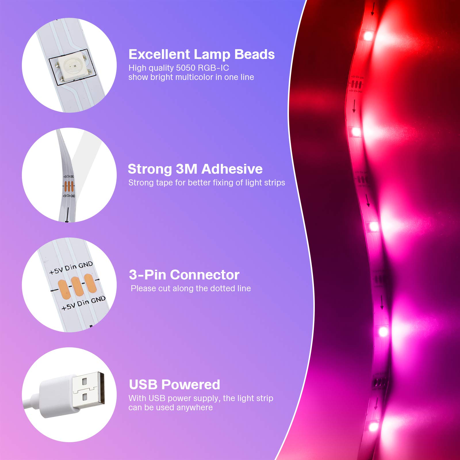 Tasmor DreamColor LED Strip Light 5m 