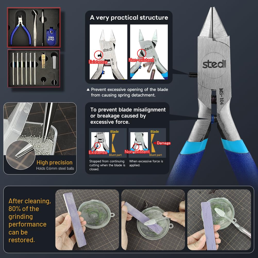 stedi Modellwerkzeuge Kit für Profis 14 PCS, Modeler Professionelle Werkzeuge Kit Bastelset Hobby Making Tools für Gundam, Miniatur-Militärmodell, 3D-Harzteile