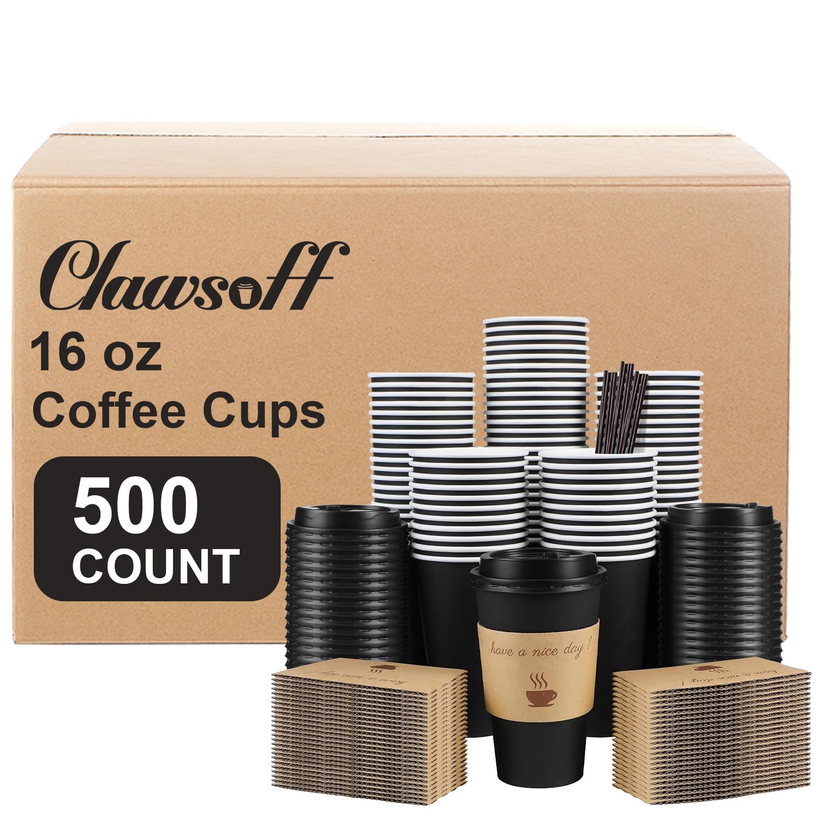 Disposable Coffee Cups - 100 Pack 16oz -17
