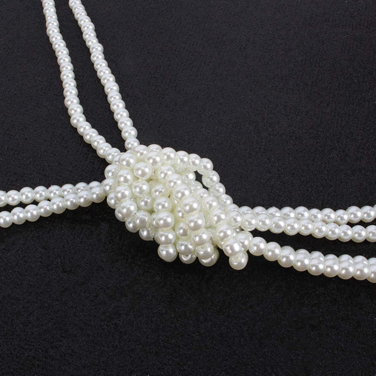 Voeecyttu Long Collier de Perles Artificielles Blanche Accessoire pour Costume de Flapper 1920s Voeecyttu Long Collier de Perles Artificielles Blanche Accessoire pour Costume de Flapper 1920s