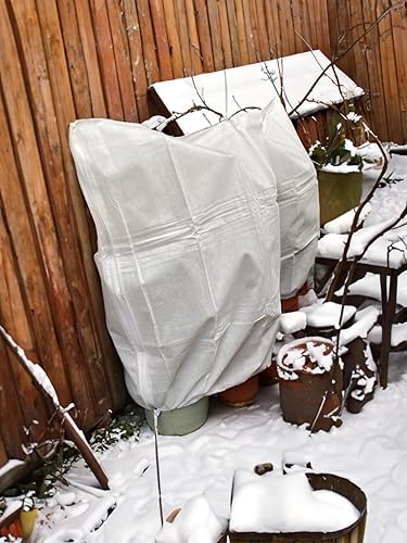 Miniatura 6 de Paquete de 4 cubiertas para plantas con cordón para árboles, bolsa de protección contra heladas, protección contra congelación de invierno, manta