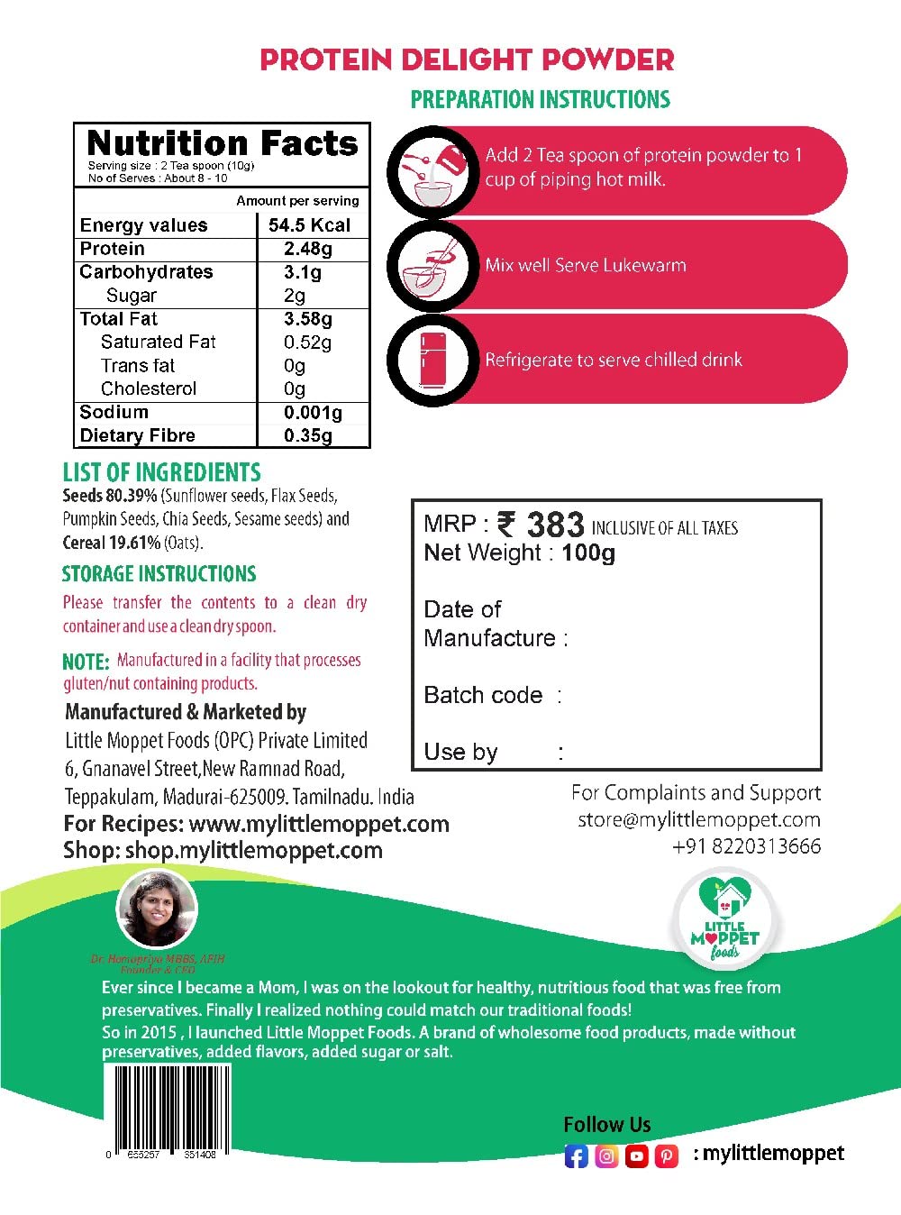 Little Moppet Foods Protein Delight Powder Supersaver - 100g Each — Amazon image 2