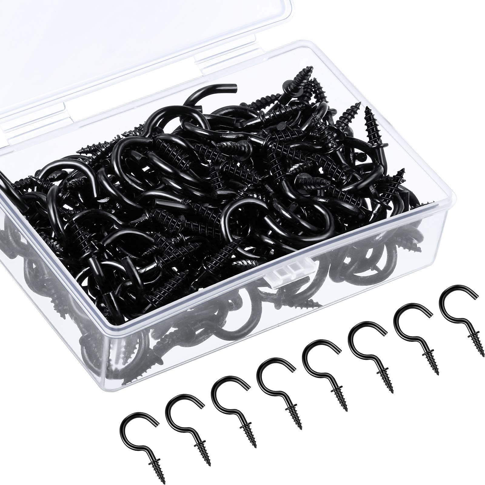 Ripeng120 Pieces Screw Hooks Metal Cup Hook Screw in Hanger Ceiling Hook Cabinet Cup Hanger Screw in Hook for Hanging Tea Cup Key Indoor and Outdoor Use (Black,1/2 Inch)