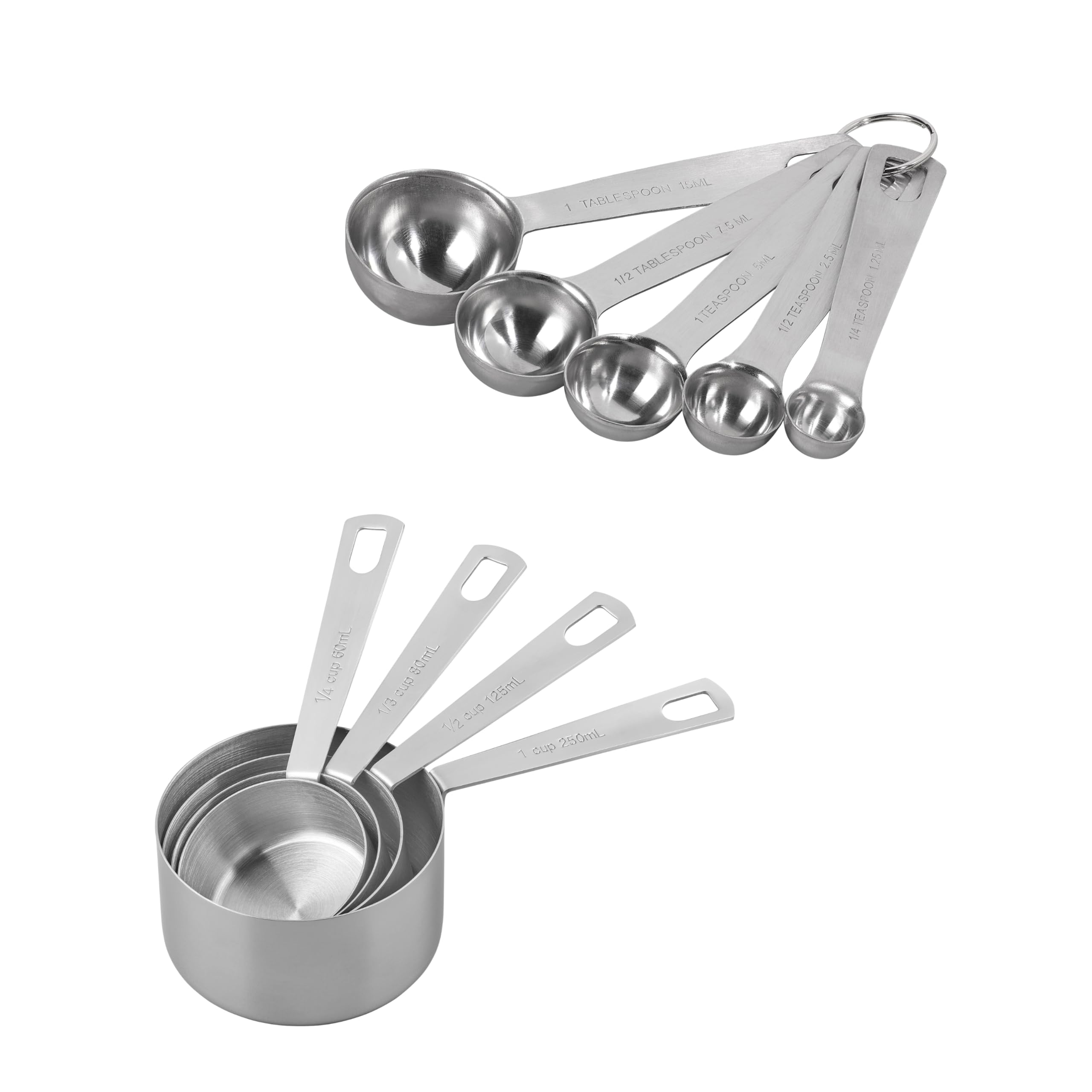 Tala Stainless Steel Measuring Spoons & Measuring Cups Set, Precision Kitchen Measuring Tools for Baking & Cooking, Durable, Rust-Resistant, Easy-to-Clean Bundle