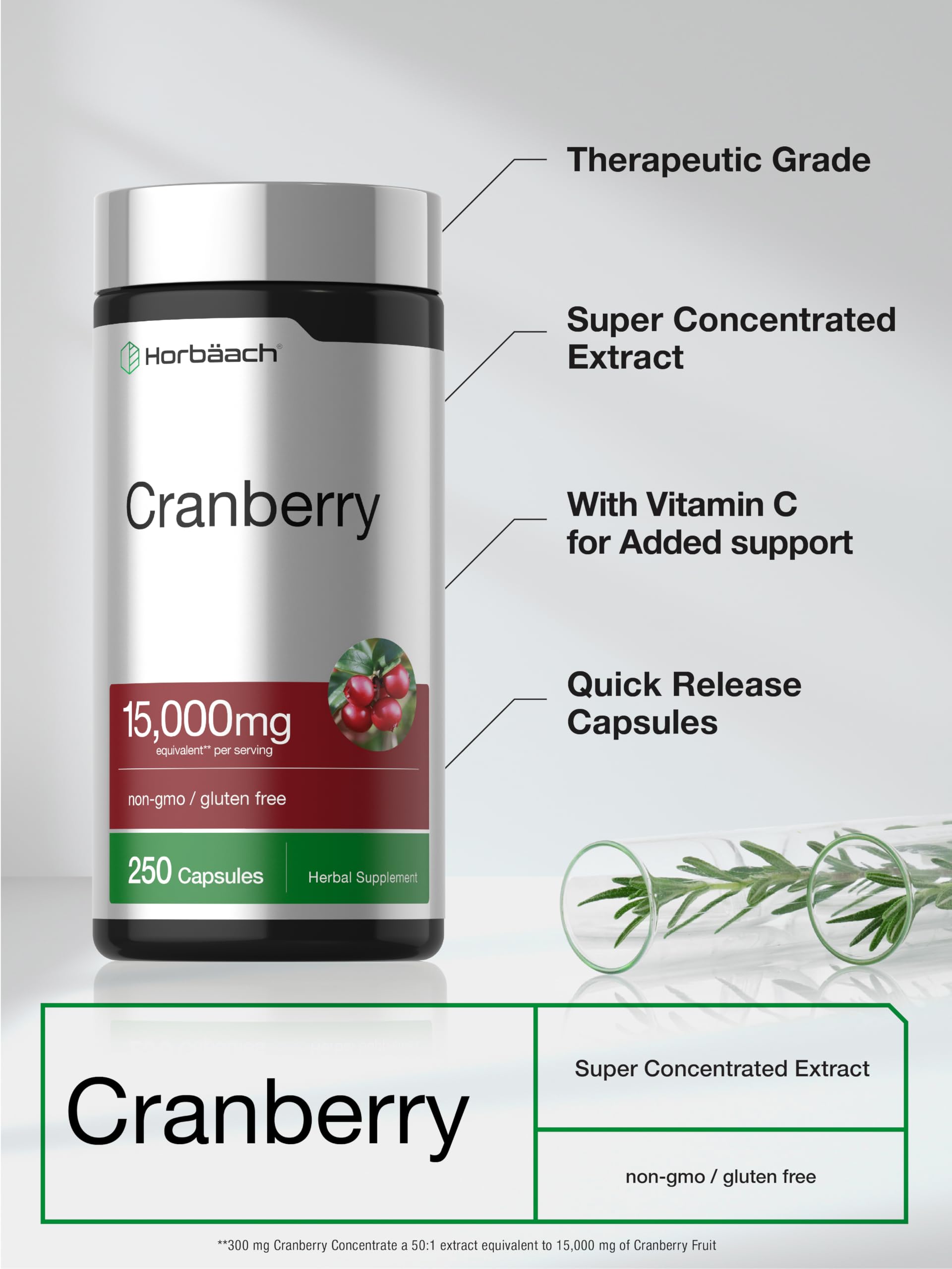Horbäach Cranberry Concentrate Extract Pills with Vitamin C — Amazon image 4
