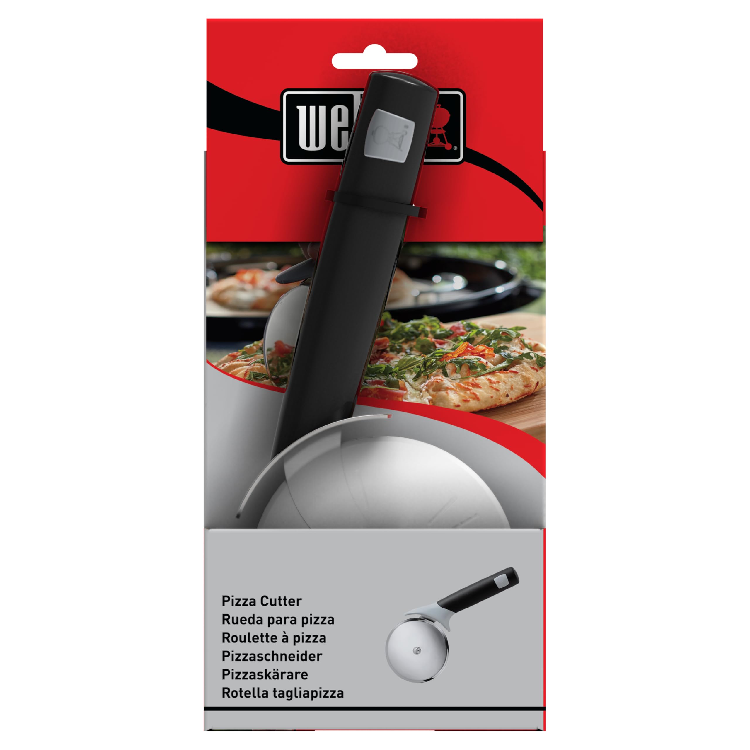 Weber Tagliapizza, con Lama Extra Grande per Basi di Pizza Spesse o Sottili, in Acciaio Inox, con Manico Ergonomico, Lavabile in Lavastoviglie - Nero/Argento (6690)