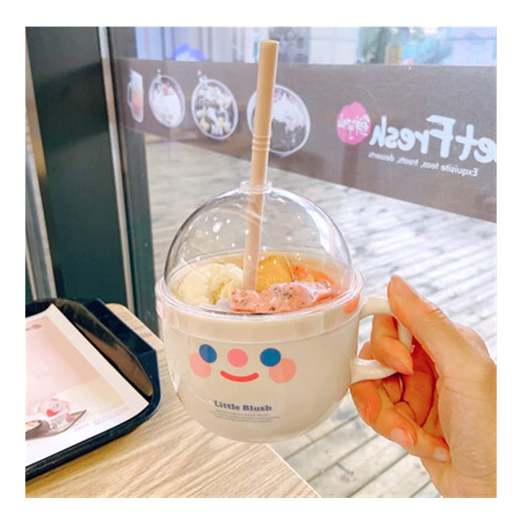 Gourde Sport Gourdes d'eau Gourde 500 Ml Kawaii Bol En Plastique Bouteille D'eau Avec De La Paille Mignon Portable Petit Déjeuner Tasses À Boire Pour Les Filles Enfants Cadeau Sans BPA Bouteille d'eau