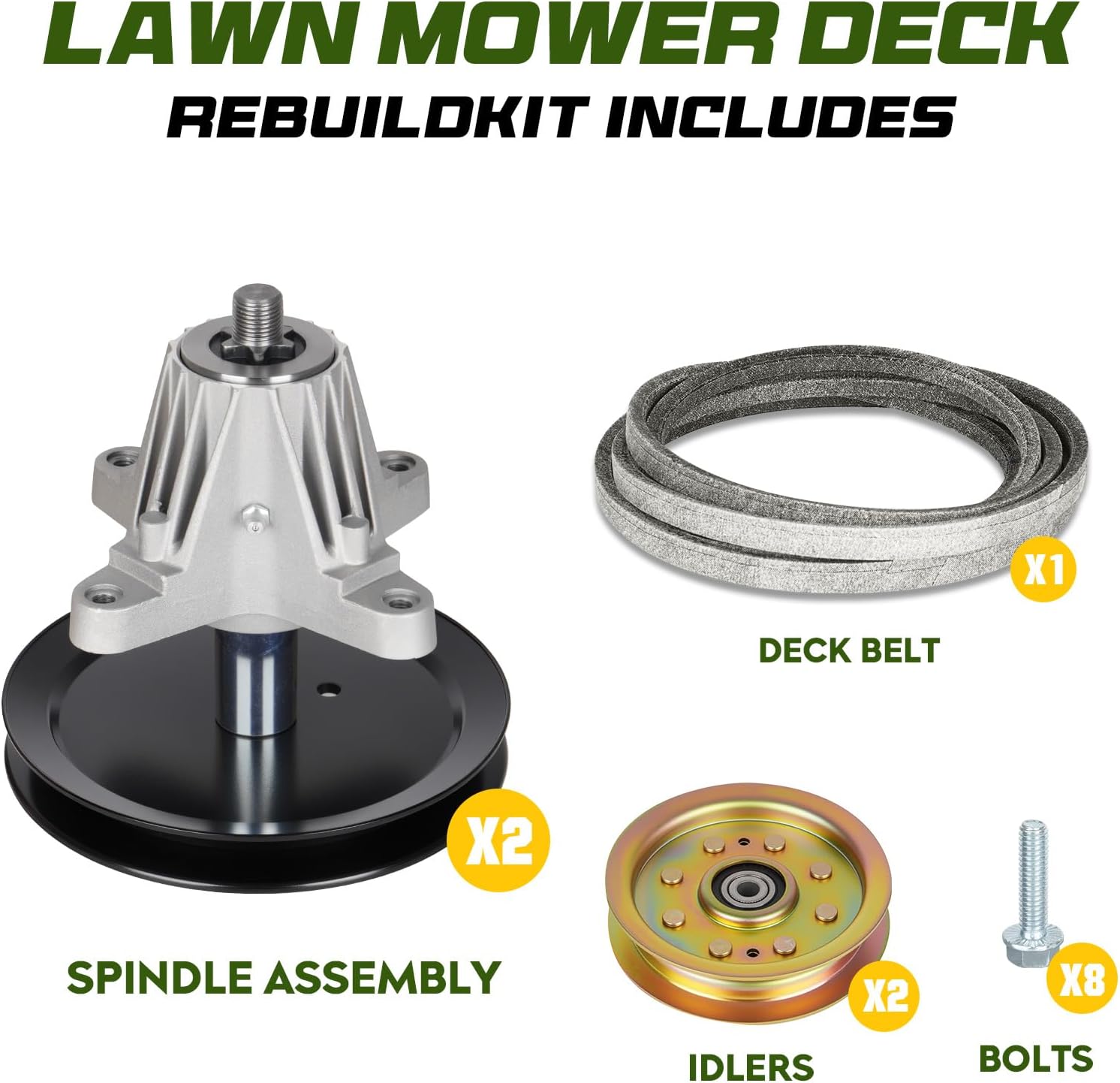 46 Inch Deck Rebuild Kit Fit for Cub Cadet LTX1045 LTX1046 LTX1046VT, with 2 Spindles 618-04636 618-04865 918-04636, 2 Idlers 753-08171 756-04129, 1 Belt 954-04219 754-04219