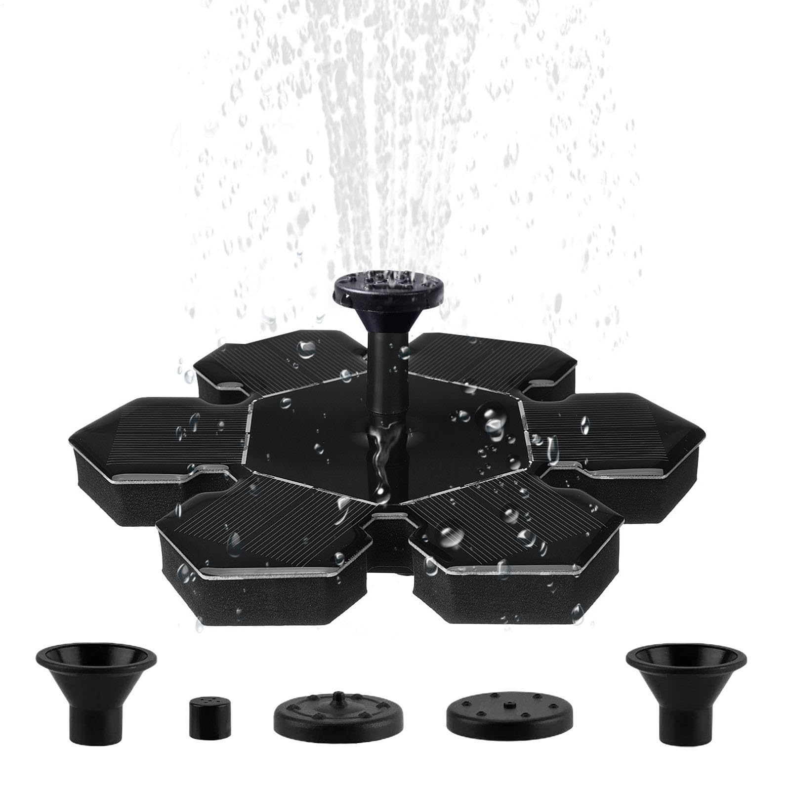 Fontaine solaire pour oiseux à 6 jets interchangeables pour grand bassin