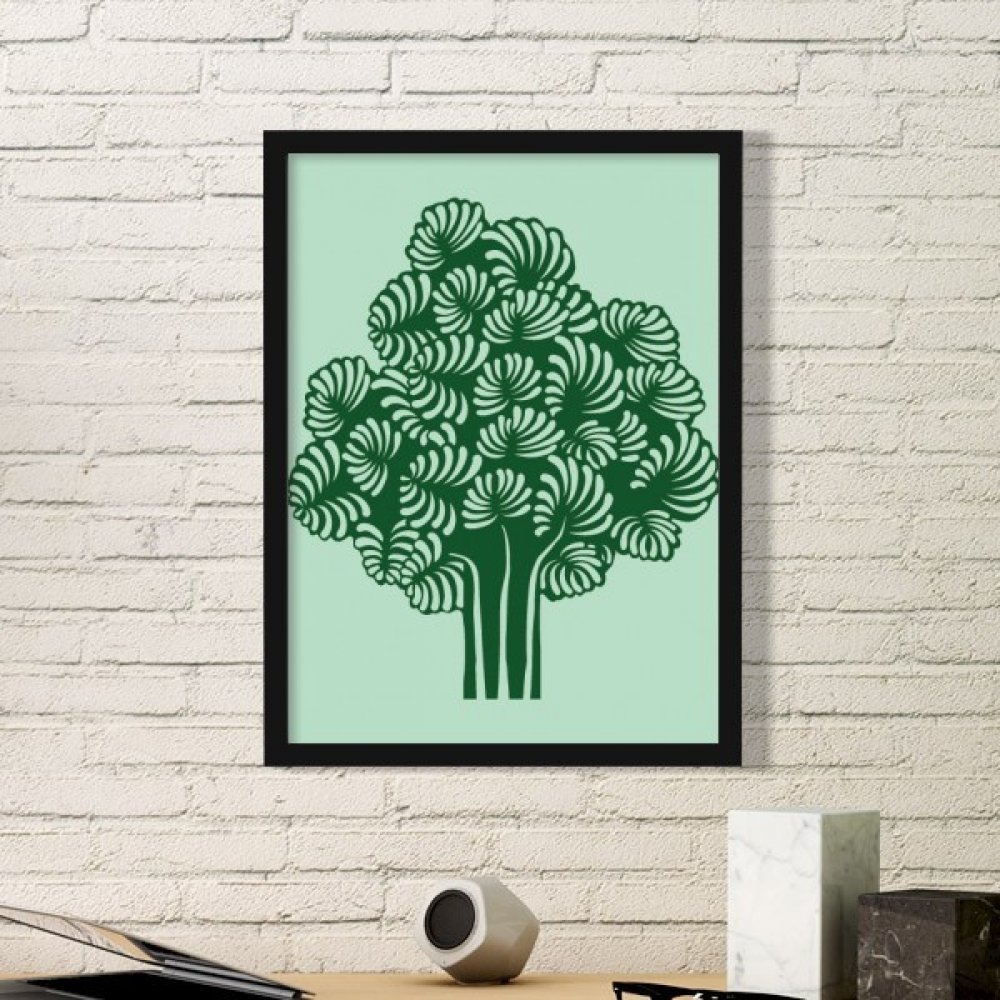 Cadre photo peinture plantes fleurs arbres bois noir rectangle décoration murale salon